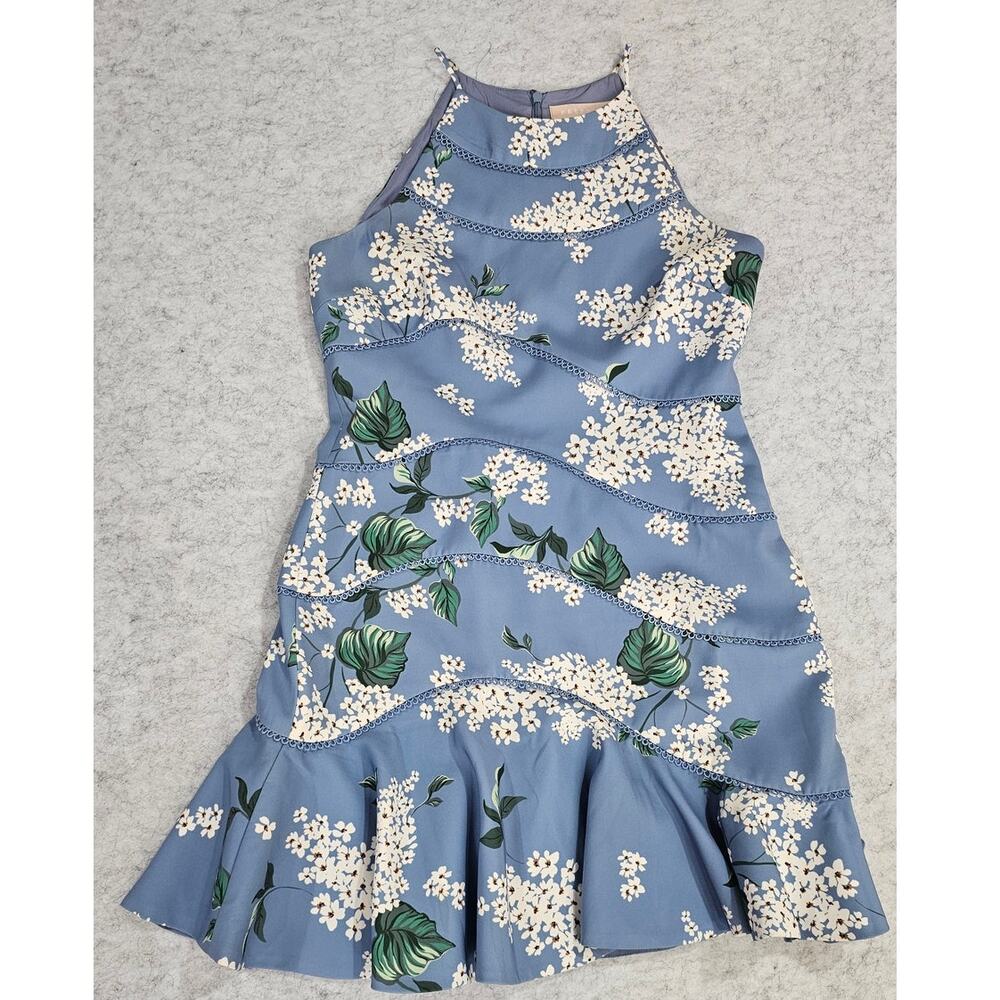 Keepsake Dress Wild Thoughts, Ruffled Curved Hem, Lined, Floral, Sexy, New Sz L - Picture 3 of 13